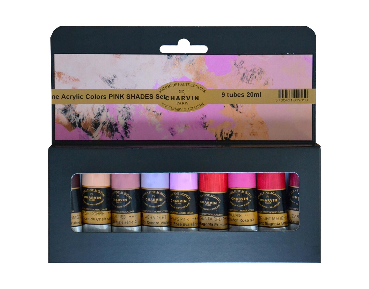 Charvin Extra Fine Professional Acrylic Paint Set for Artists, Pink Shades - Bonjour Set of 9, 20 ml Tubes, Triple-Milled, Lightfast Pigments, Artist Acrylic Paints in Nature-Inspired Hues